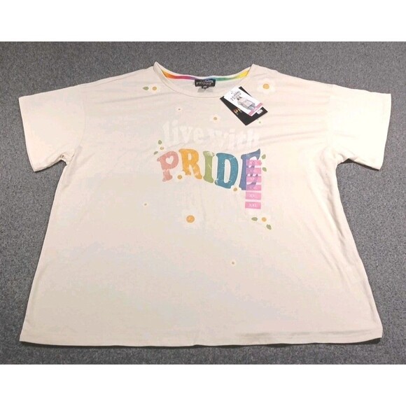 Pride Women "Live with Pride"  T-Shirt Color Beige Size XXL -MSRP $36 - Picture 5 of 16